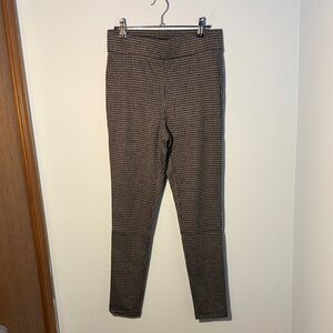 LOFT Black and White Houndstooth Legging Pull-On Pant
